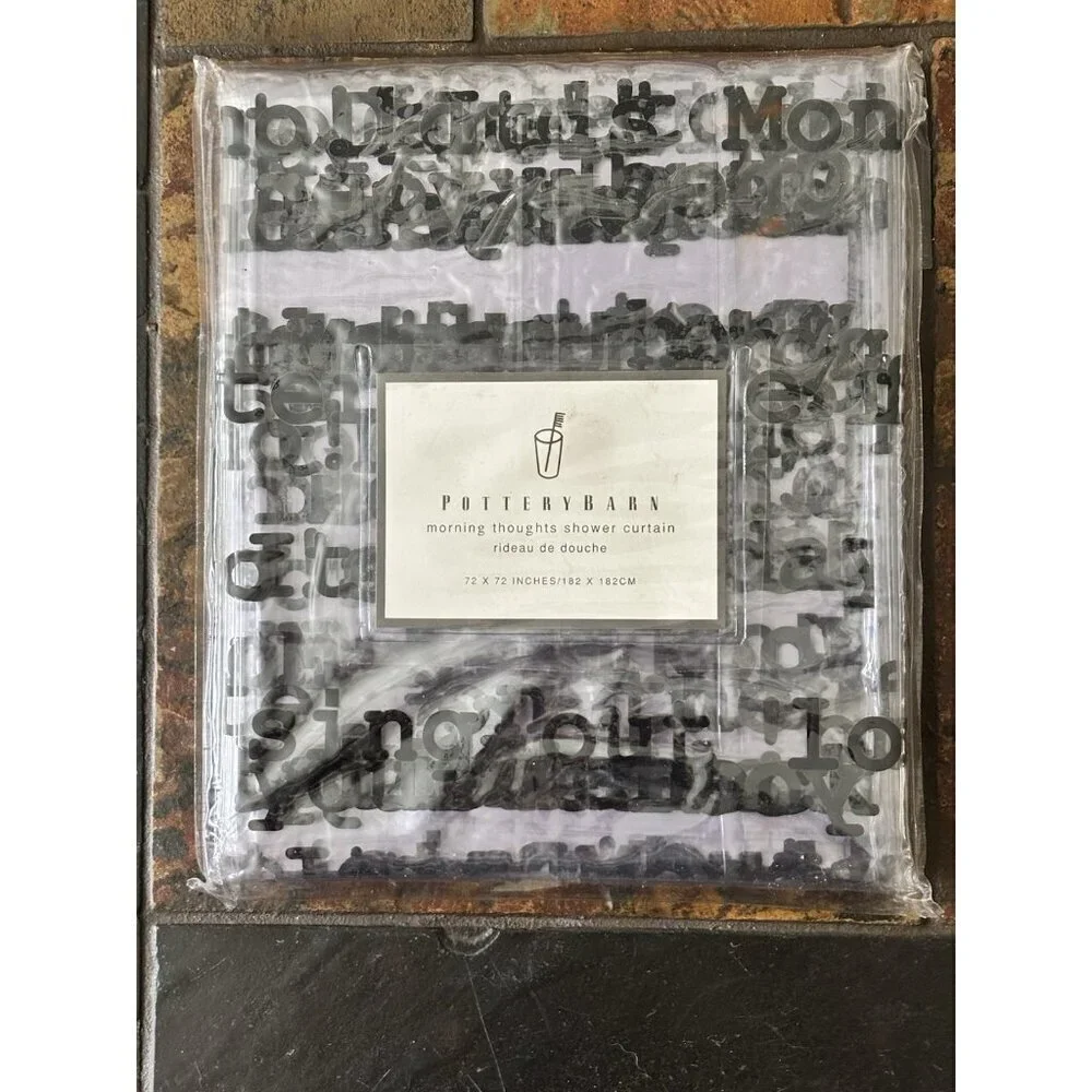 NWT Pottery Barn Morning Thoughts Clear Shower Curtain 72